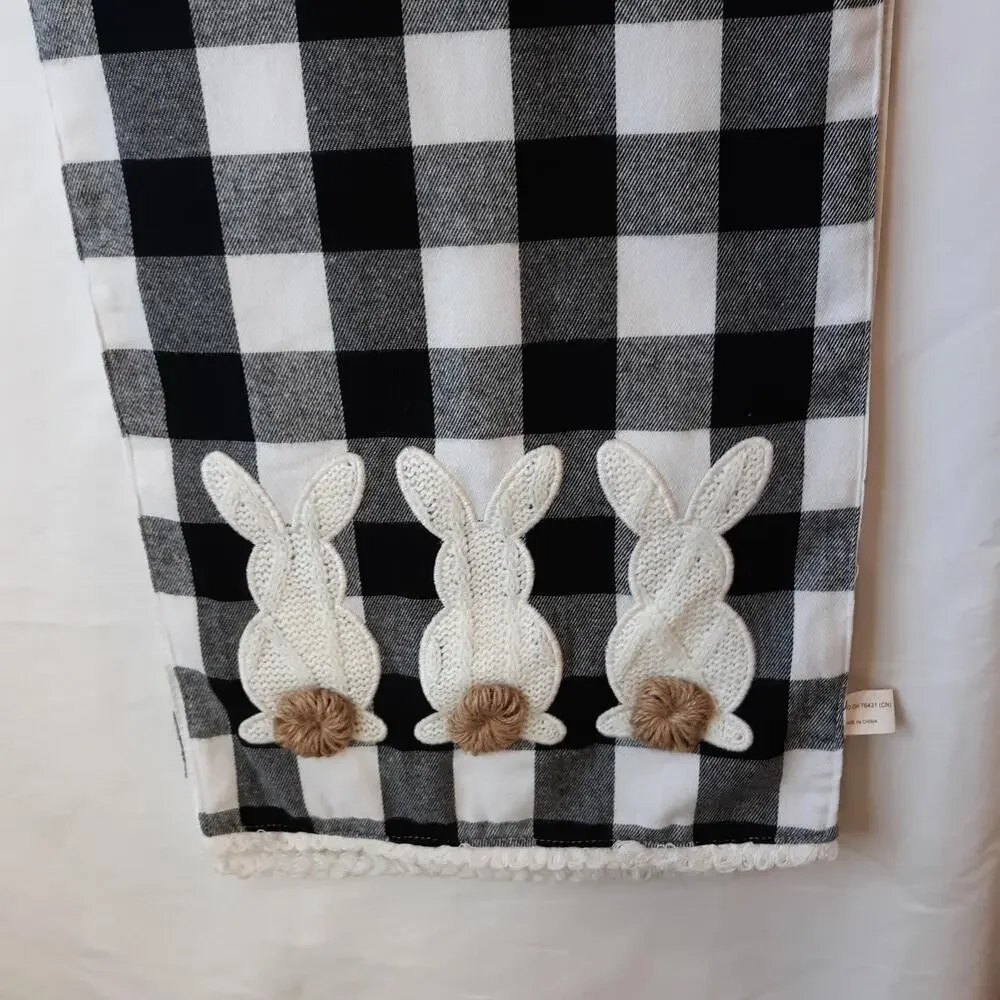 Table Runner Buffalo Check Black White Bunnies 72